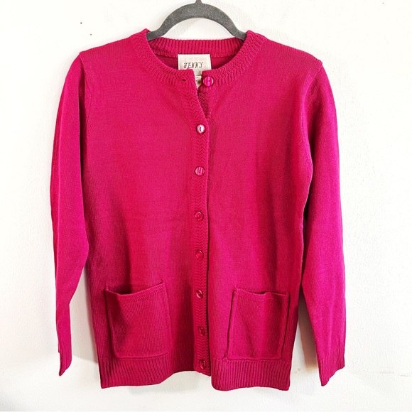 Vintage Jenny Cardigan Hot Pink Knit Button Front Sweater Sz SP NWT Old Stock - Picture 2 of 11